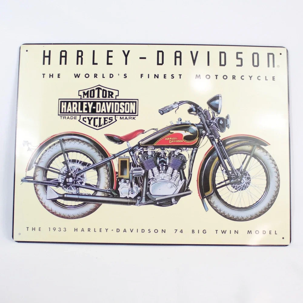 Harley-Davidson 1933 74 Big Twin Model Ande Rooney Tin Metal Sign